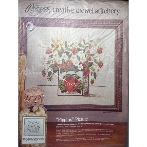 Paragon Creative Crewel Stitchery Kit "Pippins" Picture 12"x14" Embroidery Kit - Picture 3 of 7
